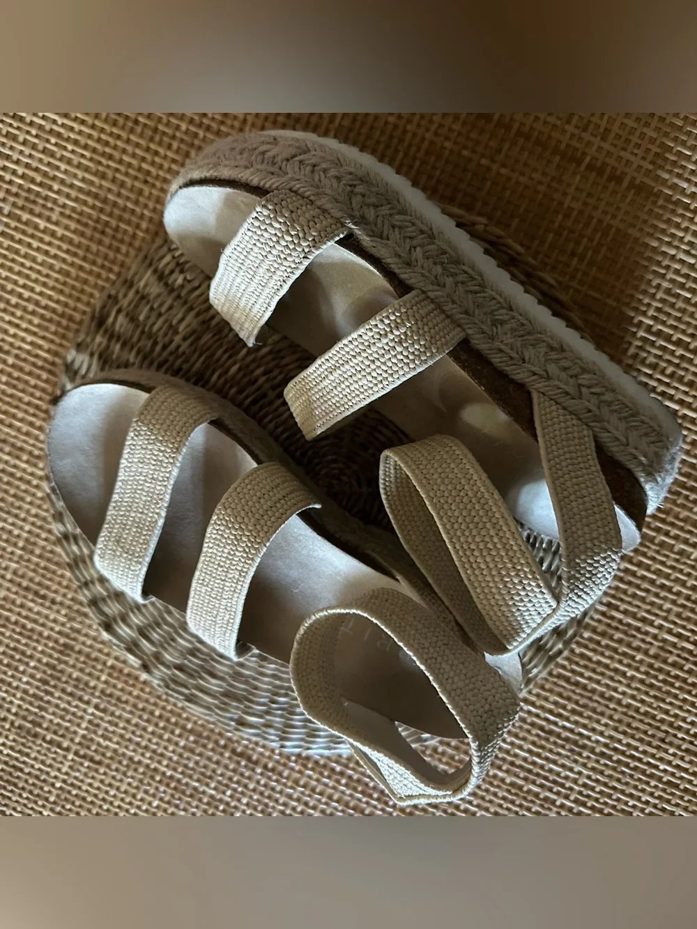 Esprit Cream Woven Espadrille Platform Sandals